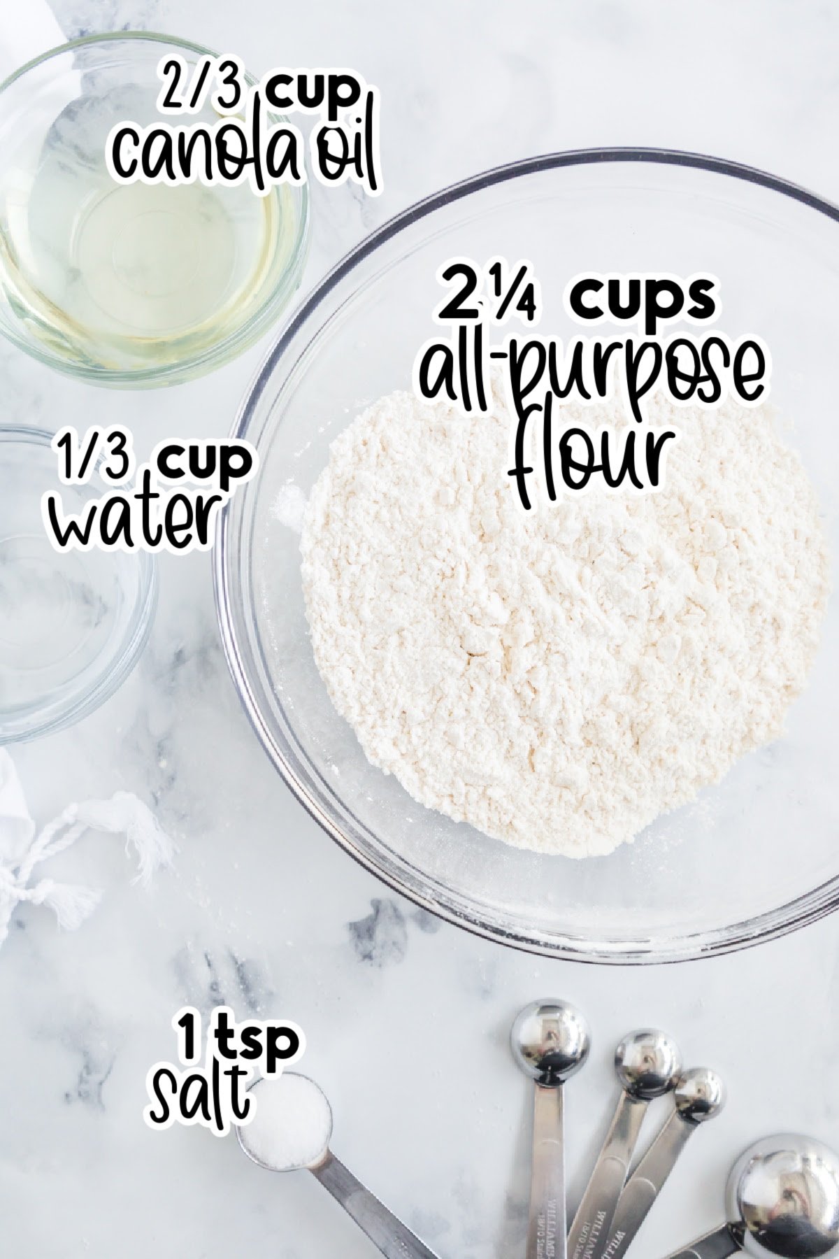 Ingredients needed to make an oil pie crust.