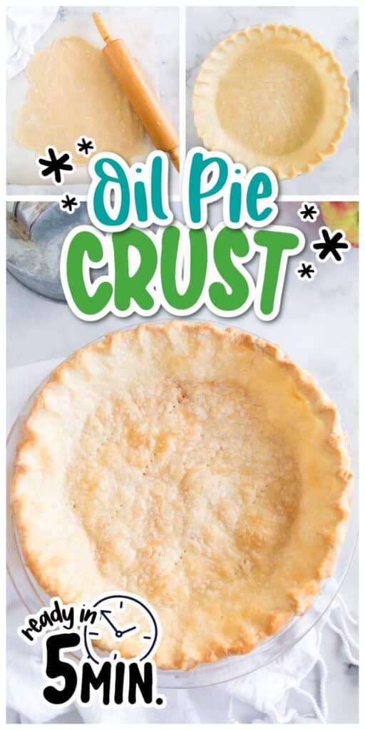 Process of making the oil pie crust with text overlay.