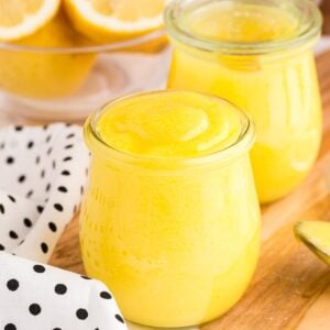 Jars filled with Creamy Lemon Curd.