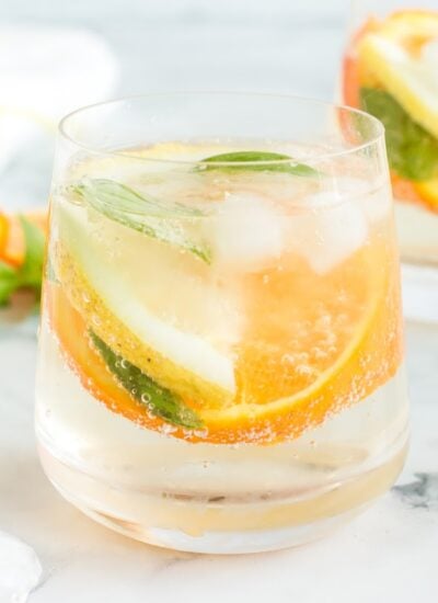 Close up of an image of an Orange Gin Cocktail.