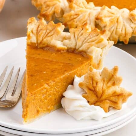 Close up of a slice of Libby's Pumpkin Pie.