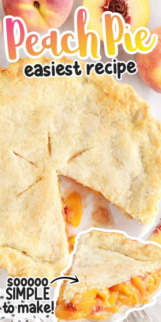 Fresh Peach Pie, with a slice removed so you can see the insides.