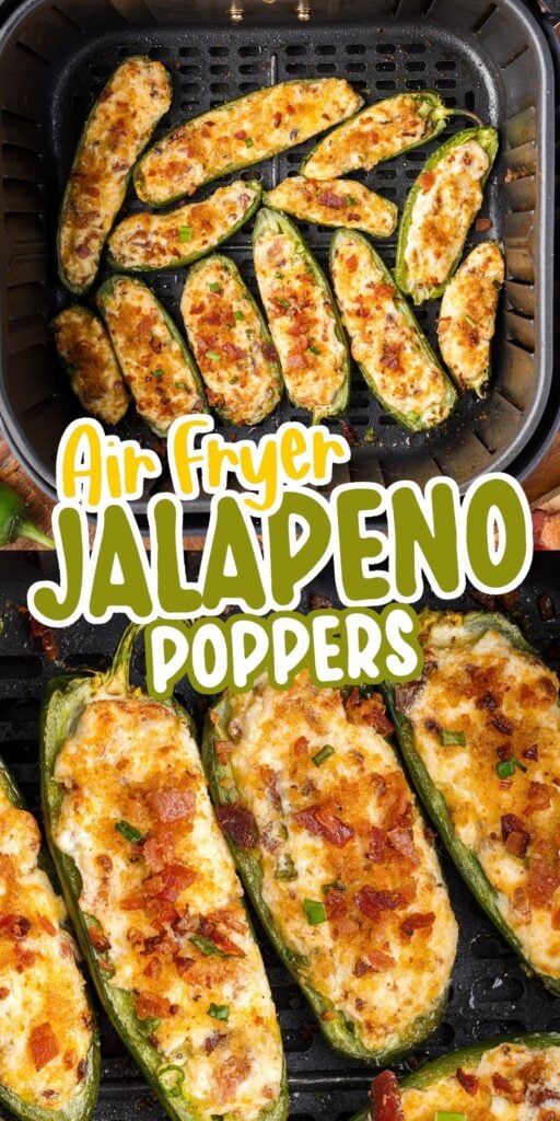 overhead shot of a plate of air fryer stuffed jalapeno poppers with ranch dressing in a dish in the center