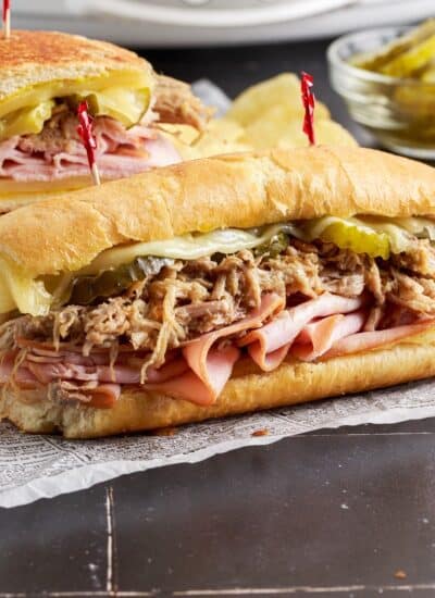 Cheesecake Factory Cuban Sandwich showing the front view so you can see the ingredients inside.