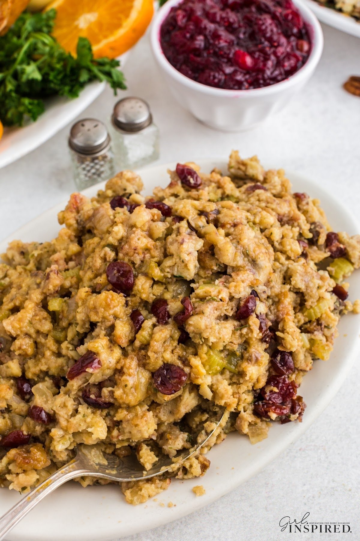 Large bowl of Thanksgiving Stovetop Stuffing.