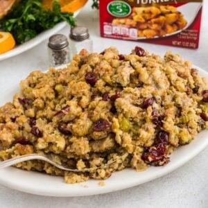 Large bowl of Thanksgiving Stovetop Stuffing.