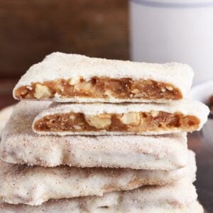 Stack of Churro Toffee, with one cut in half so you can see the insides.