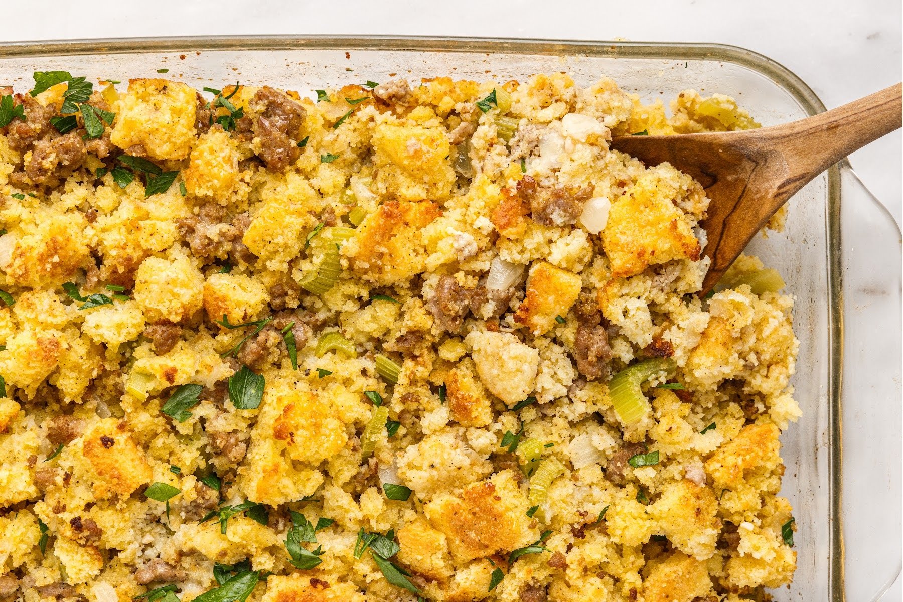 Fully baked stuffing.