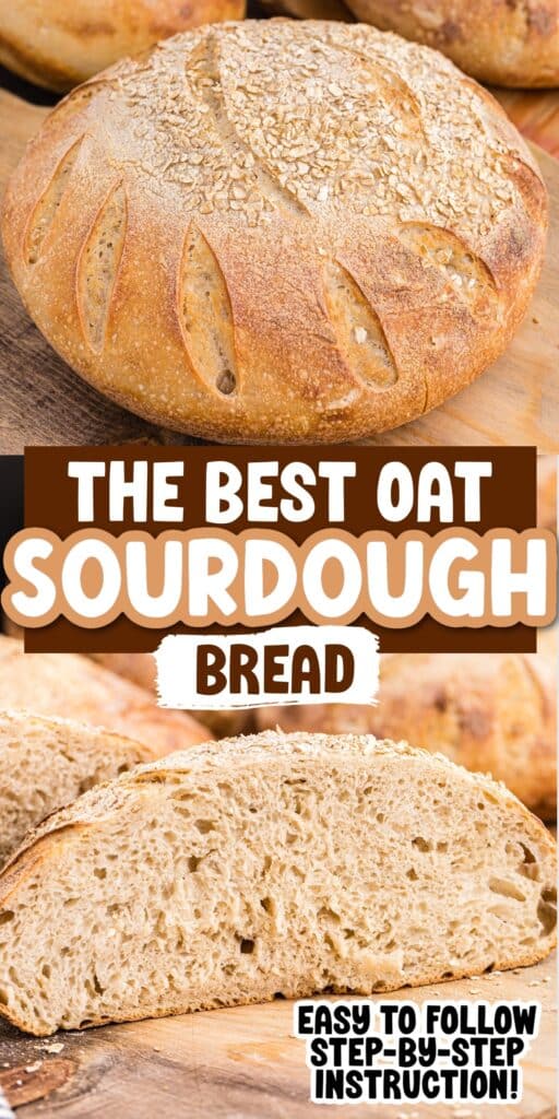 Pinterest collage of oat sourdough bread.
