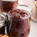 Balsamic fig jam in mason jars.