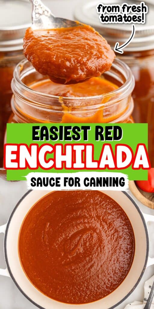 Pin collage for enchilada sauce for canning.