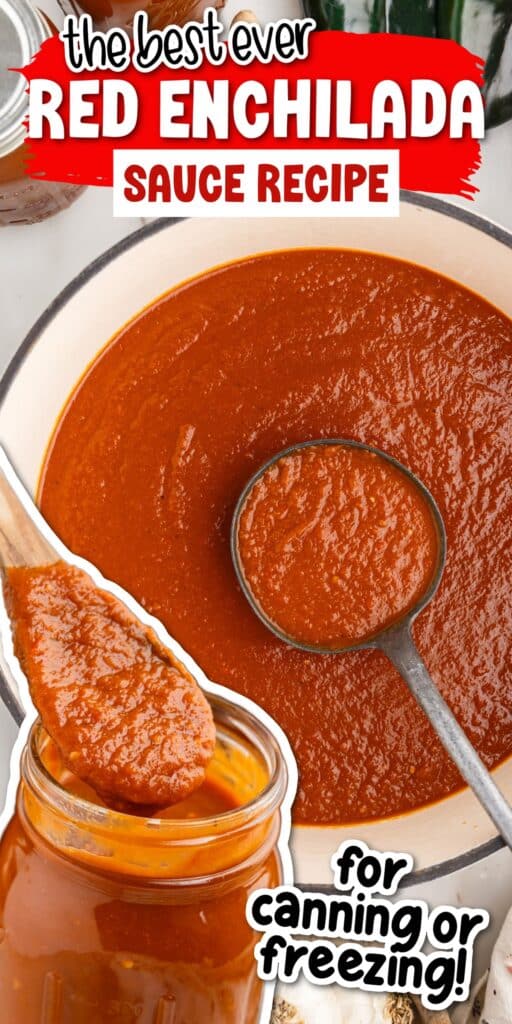 Pin collage for Enchilada sauce for canning.
